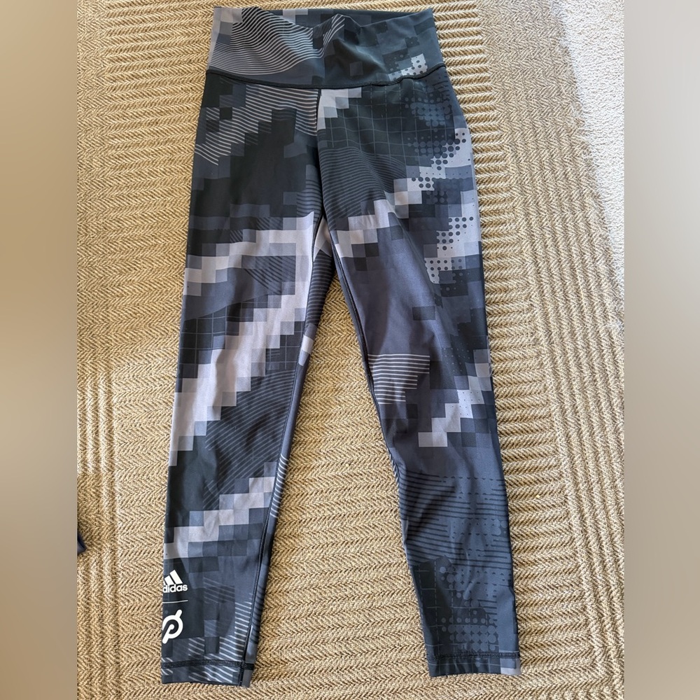 adidas x peloton Black & Gray Pixel-Print Leggings - Womens Size medium